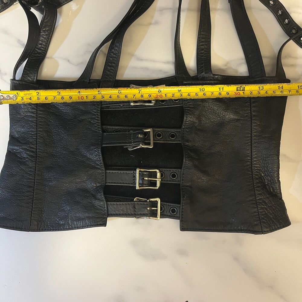 Vintage Leather Under Bust Harness Style Waist Cincher Corset - Y2K Goth Punk - Picture 6 of 9
